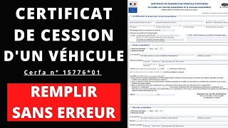 Certificat de cession | Comment remplir le certificat de cession d'un véhicule d'occasion  🚘📑