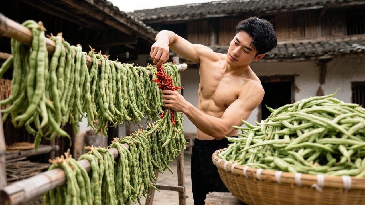 从菜园到储藏室：手把手教你晒制四季豆干，锁住夏日鲜味，吃一整年【守乡人准娃子】