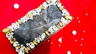 How to make handmade resin clutch/ Gems stone | making rectangle resin purse