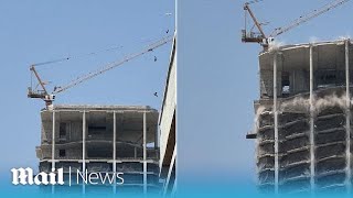 New angle shows horrifying moment Chinese built skyscraper collapses during earthquake in Myanmar
