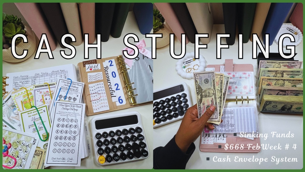 CASH ENVELOPE STUFFING | FEBRUARY WEEK 4 | $669 Budget Breakdown | Savings Challenges Reallocated