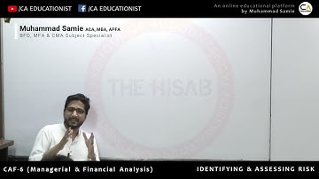 MFA (CAF-6) | Identifying and Assessing Risk (Part 2/3) | Sir. Muhammad Samie | CA