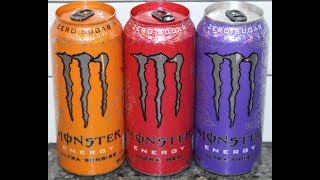 Monster Energy: Sunrise, Ultra Red & Ultra Violet Review - YouTube