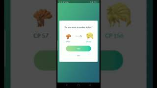 evolution of vulpix CP 57 into nine tails CP 156 in Pokemon go evolution of vulpix CP 57 into nine tails CP 156 in Pokemon go