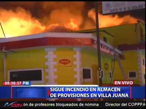 Sigue incendio en almacén de provisiones en Villa Juana