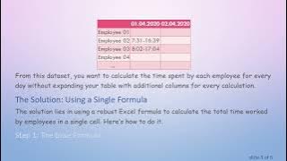 How to Calculate the Sum of Time Spent by Employees in Excel Without Extra Columns