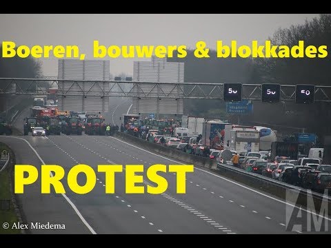 Boeren en bouwers protesteren in Leeuwarden en op de A28
