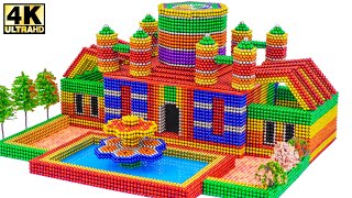 Magnet Challenge - Build Country House with Swimming Pool and Double Slide with ASMR Magnetic Balls