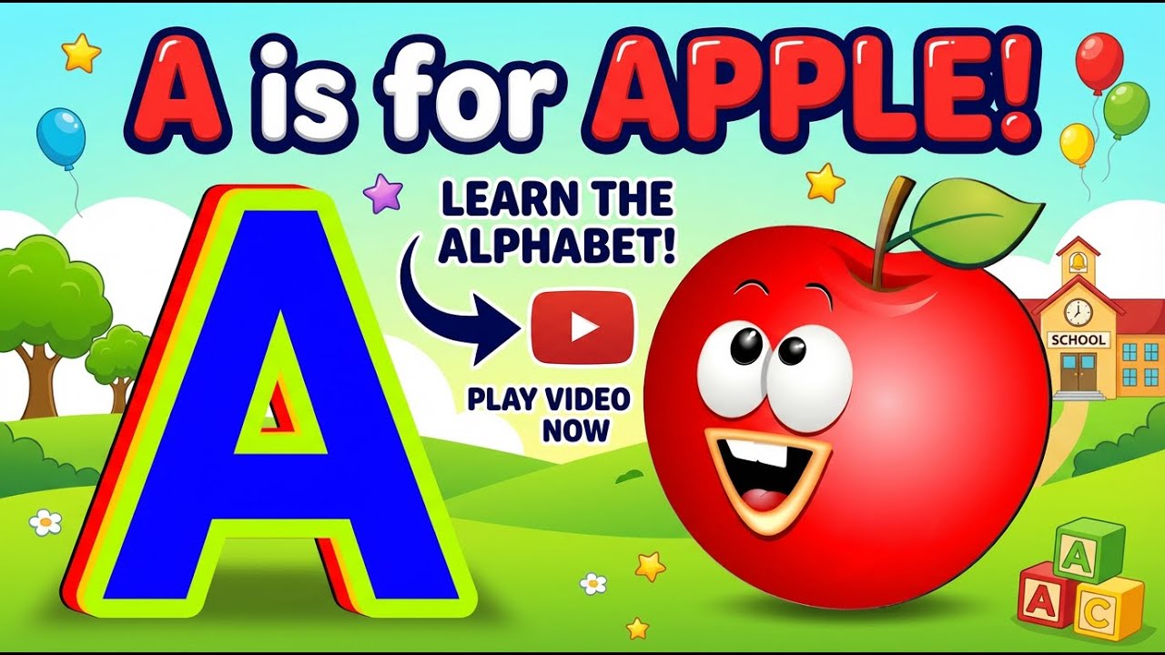 ABC Phonic Song with APPLE as Your First Lesson-ABC Songs, ABCD, Nursery Rhymes, Baby Song