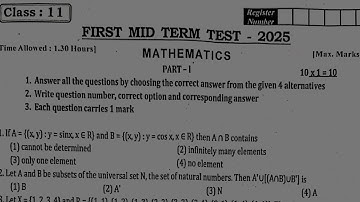 11th maths first midterm exam Original question paper 2025 | 11th std midterm exam 2025