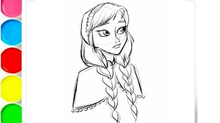 How to draw Anna from Frozen, Disney princess drawing, Frozen colouring book