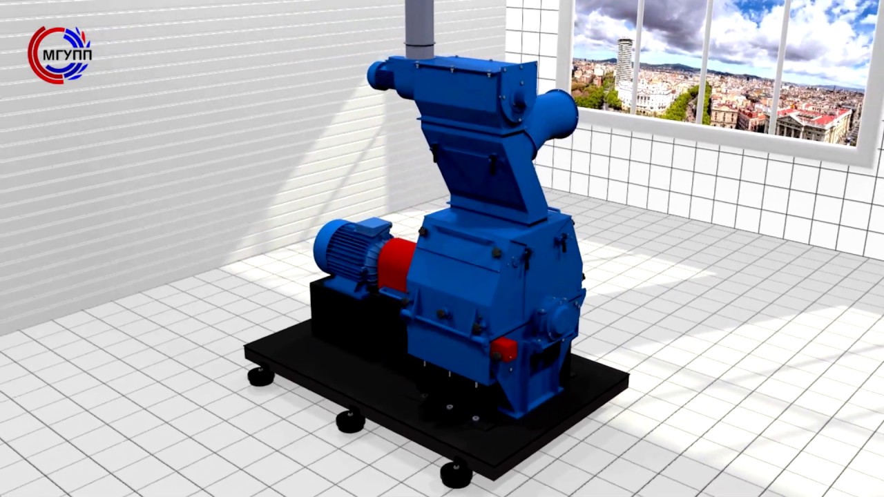 МГУПП: 3D модель молотковой дробилки (устройство, работа) - YouTube