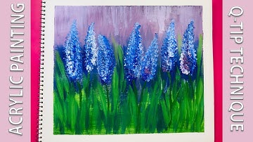 Easy Acrylic Painting With  Q-Tip For Beginners | lilac flowers