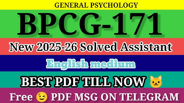 BPCG 171 solved assignment 2025-26 in English ll bpcg 171 solved assignment 2026 ll  ignou bpcg171