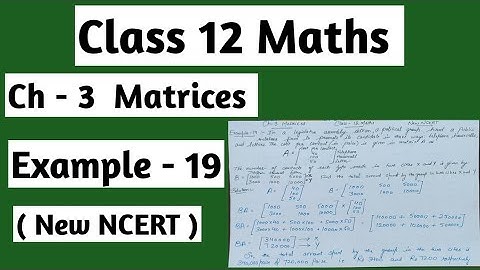 Class 12 maths chapter 3 matrices example 19 | New NCERT | CBSE