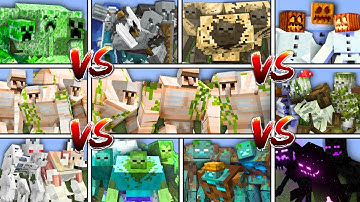 ALL MUTANT IRON GOLEM TEAM vs ALL MUTANT MOBS TEAM in MINECRAFT MOB BATTLE
