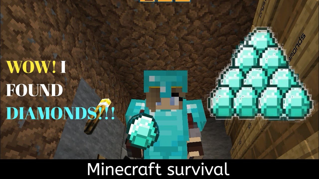 Minecraft survival gameplay I found DIAMONDS!!! - YouTube