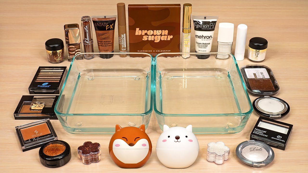 BROWN vs. SUGAR ! Slime Coloring and Mixing with Makeup ! ASMR Satisfying Slime Video #123