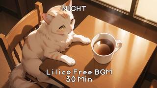 [Free BGM]リスナーが落ち着く｜Night Clean Cafe 🌙🐱 Study BGM | Calm &amp; Light Focu[30 Min]