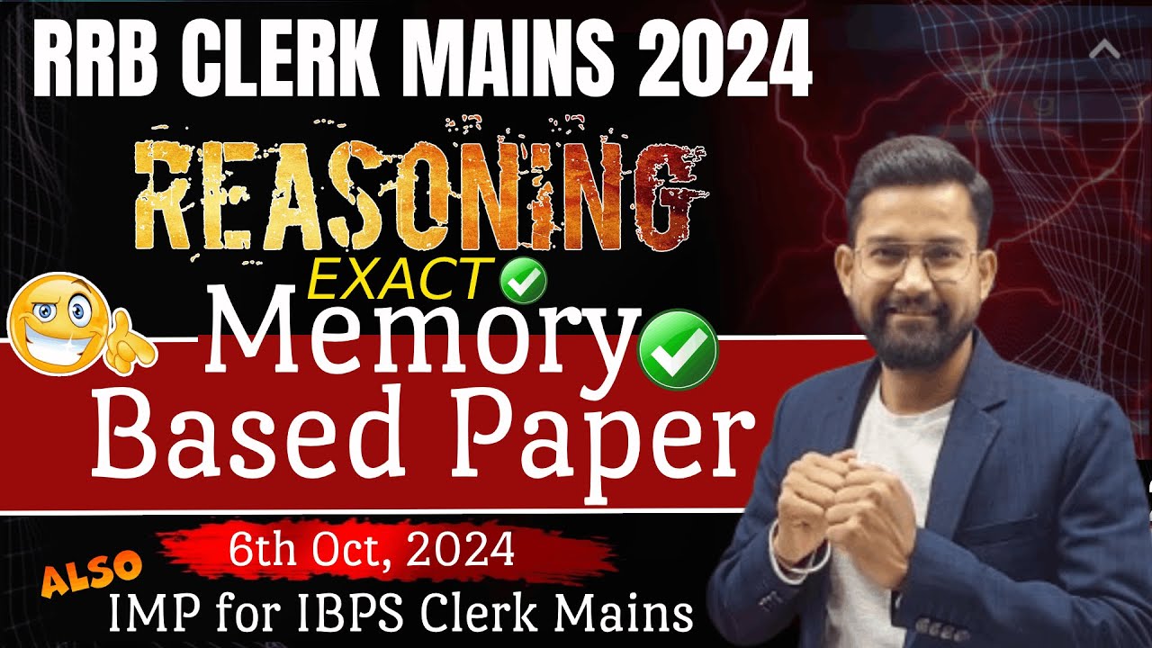 RRB Clerk Mains Memory Based Paper Reasoning | RRB Clerk Mains 2024 ...