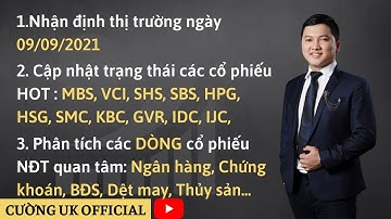 Chứng khoán mỗi ngày:Nhận định thị trường ngày 09/09/2021|Phân tích các DÒNG cổ phiếu HOT