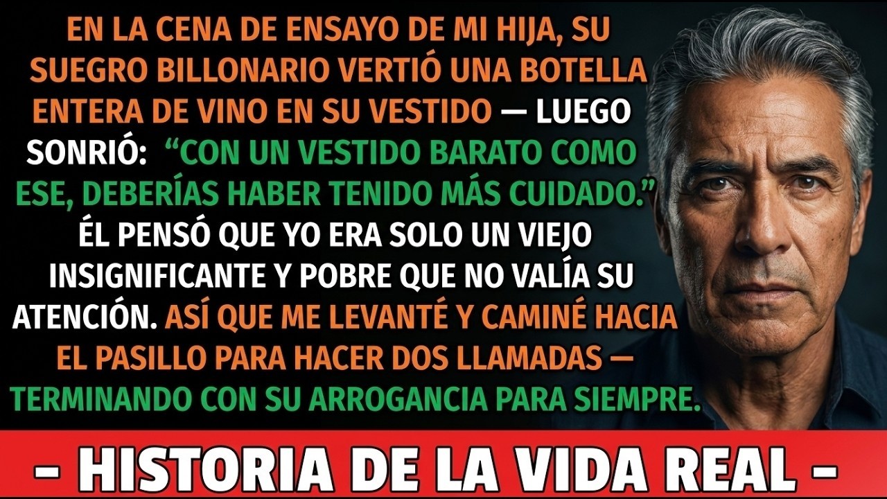 “Deberías aber tenido más cuidado”, dijo el padre del novio, con el vino tinto aún escurriendo por el vestido gris de mi hija. La noche antes de la boda. Treinta invitados callados, mi hija...