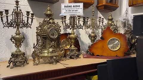 Bán bộ đồng hồ chân nến Châu Âu bằng đồng đúc thế kỷ 19 giảm giá còn 22tr500 tặng đồng hồ gỗ Nhật