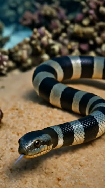 Banded Sea #MacroLensa #SeaKrait #MarineMacro #VenomousSnake #CoralReefLife #OceanMacro