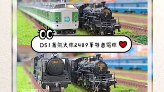 順欣車站（N規）鐵道模型 D51蒸氣火車&489系特急電車