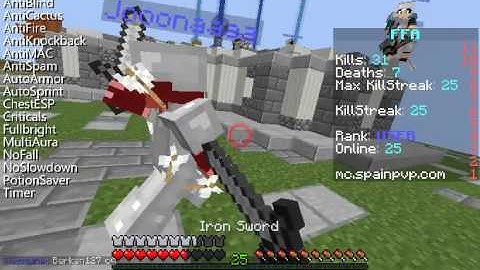 Hacking on SpainPVP FFA #1 - Banned for Regen when I wasn