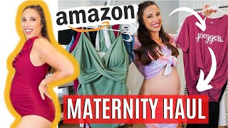 HUGE AMAZON MATERNITY TRY ON HAUL 2021!! Affordable Bathing Suits, Dresses, Shorts & Workout Clothes