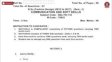 BSC FD 1ST SEM COMMUNICATION AND SOFT SKILLS MAY 2019 | PTU