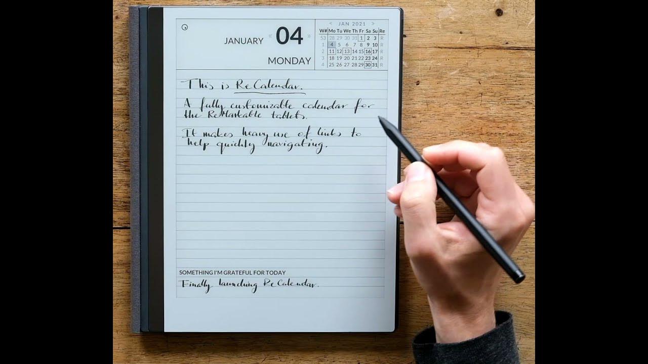 ReCalendar highly customizable calendar for ReMarkable tablets YouTube