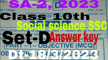 SA-2, 2023 Class 10th Social science Summative Assessment- II SSC Answer key Set-D Dt-18/3/2023