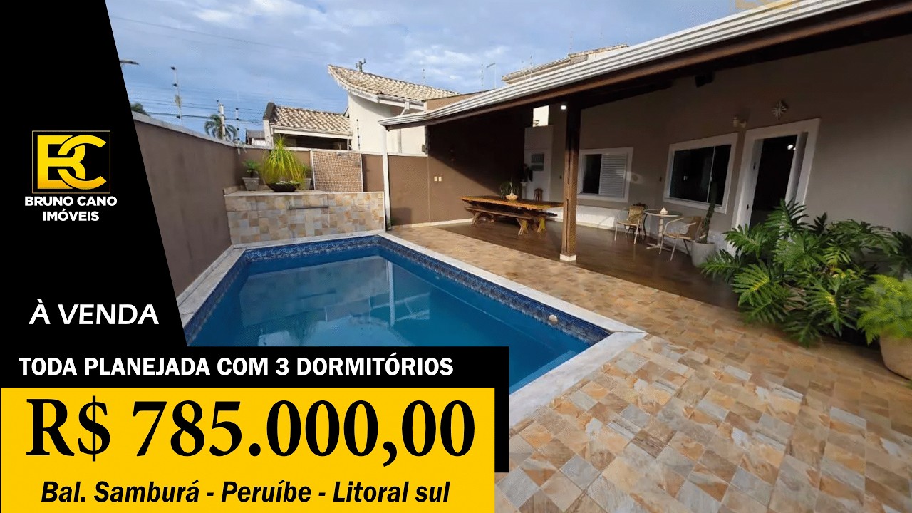 Linda casa terrea em bairro residencial toda planejada com 3 quartos - Peruíbe SP | Litoral Sul