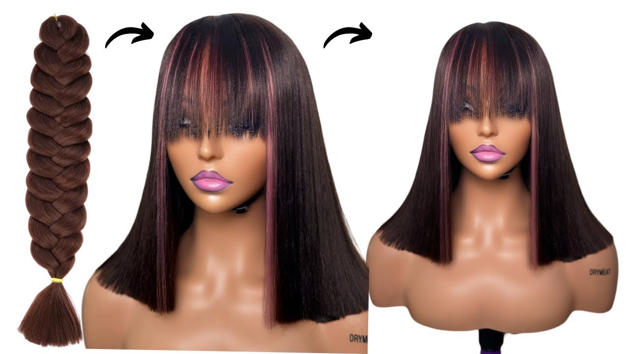 Secret Revealed😱Never waste money again! How to make bone straight with bangs using braiding hair.