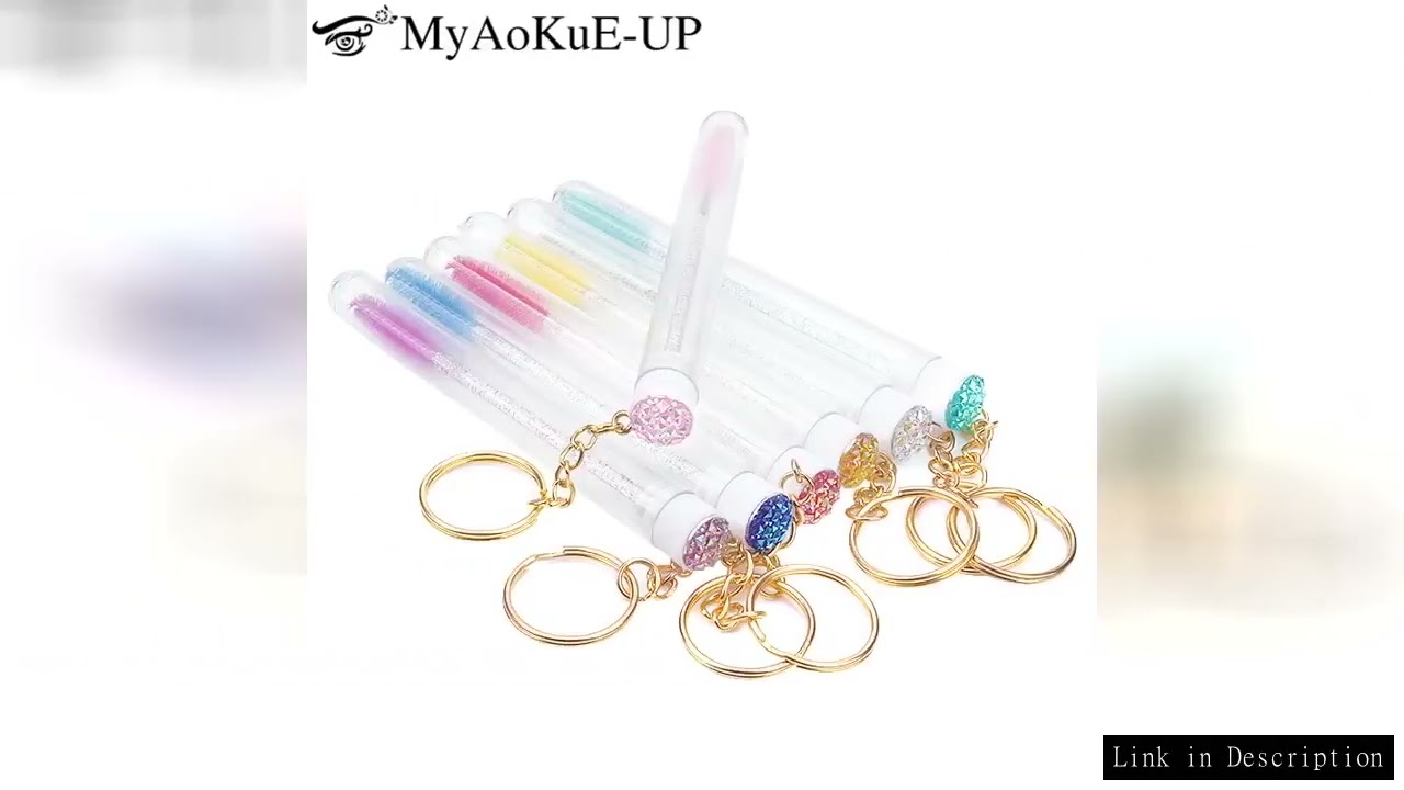 20/50/100pcs Tube Lash Brush With Gold Keychain Rhinestone Mascara Wand Applicator Microbrush For Ey
