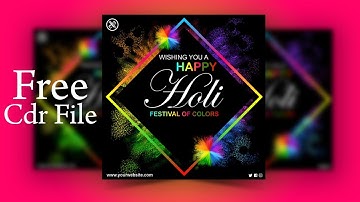 Holi Post for Social Media with free cdr file | Social Media Post For Holi  - CorelDRAW Tutorial