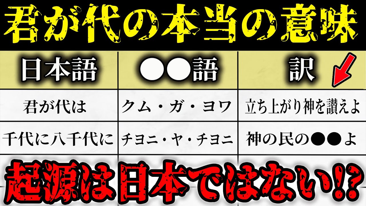 「君が代」に隠された3000年の謎がヤバすぎる…歌詞の真実が〇〇語で解明！？古代日本から伝わる「君が代」「かごめかごめ」の裏メッセージとは？【都市伝説 】