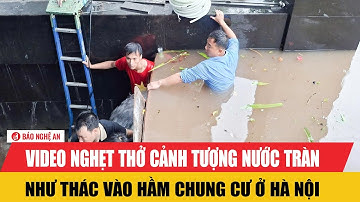 Video nghẹt thở cảnh tượng nước chảy như thác vào hầm chung cư ở Hà Nội