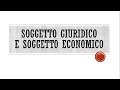 Soggetto Giuridico e Soggetto Economico