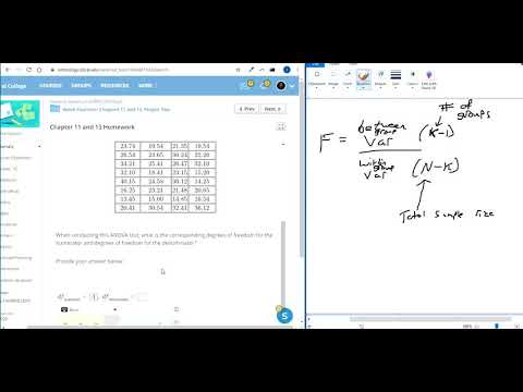 Determine the degrees of freedom for the numerator and denominator for one way ANOVA test