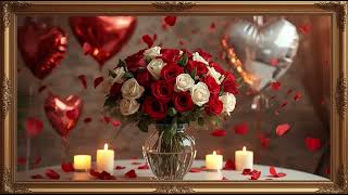 Vintage Roses Hearts Balloons Tv Art Screensaver | Romantic Valentine's Screensaver | 4K Background screenshot 4