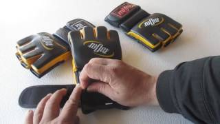 Mma gloves, this shaped, wicking lner, double lockable wrist strap.
well made available in s,m,l www.rayhanas.com