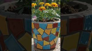 Broken Tiles to Beautiful Flower Pots 🌸🪴 | DIY Garden Craft #Shorts #usa #usashorts