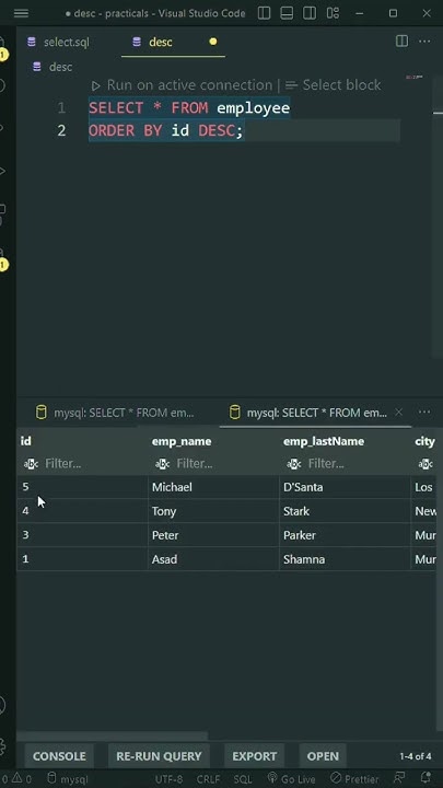 Set rows in DESCENDING ORDER in #mysql #shorts - YouTube