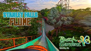 Stanley Falls Flume  Log Flume Water Ride | 4K POV | Busch Gardens Tampa