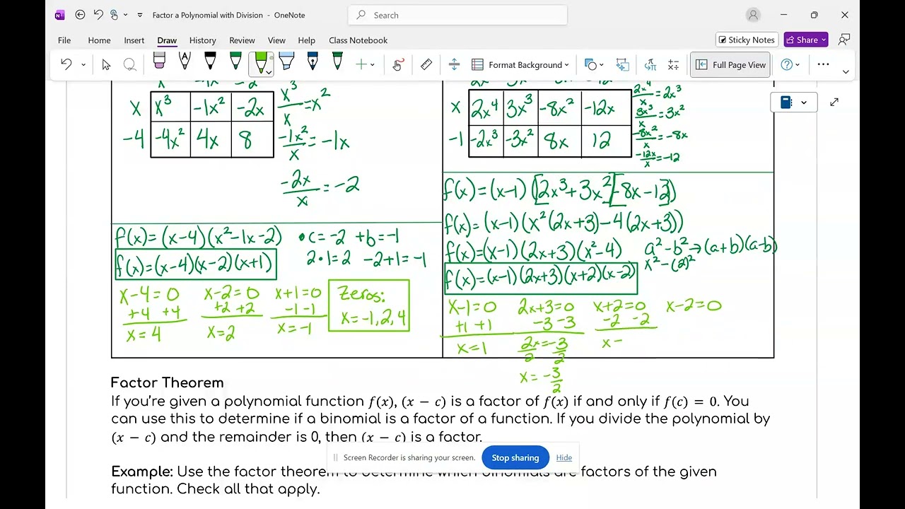 Factor a Polynomial with Division
