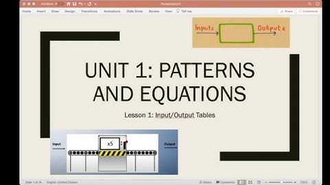 Unit 1- Patterns and Equations, Lesson 1- Input Output Tables