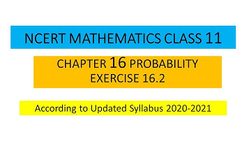 NCERT Maths | Probability Class 11 Maths  | Exercise 16.2